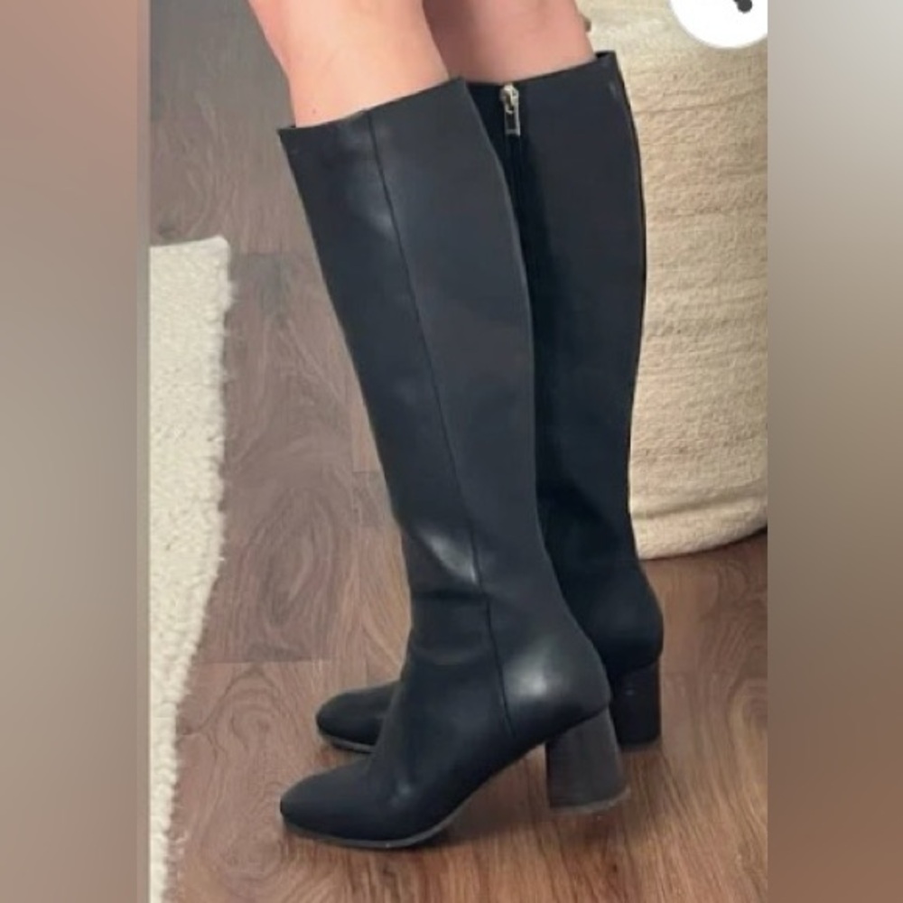 Joie Leather Black Knee-High Boots